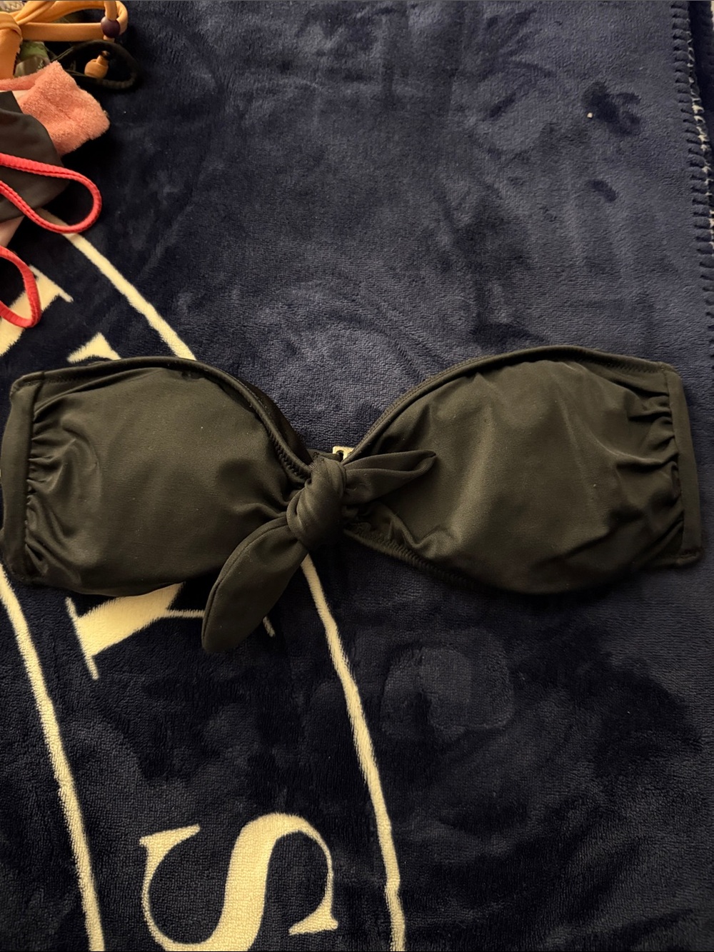 Victoria's Secret Black Bandeau Bikini Top with Center Knot